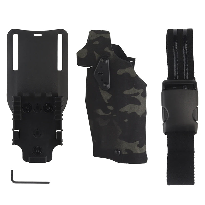 6354DO Left - handed Tactical Pistol Glock 17 Holster with X300U - A QLS Adapter, Leg Shroud, Drop, and MHA Leg Strap Kit