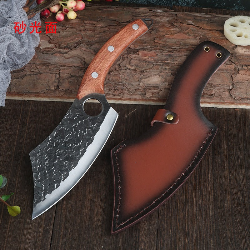 Forged ring kitchen knife butcher boning knife wooden handle high carbon steel household outdoor fish killing beef and sheep cutting butcher knife