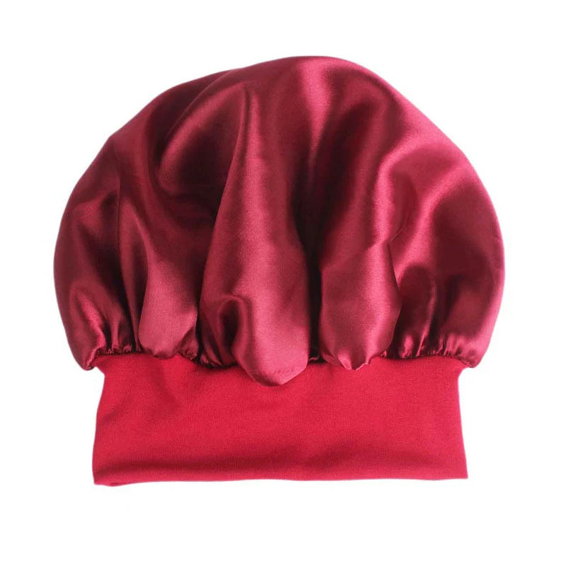 1pc Adjust Solid Satin Bonnet Hair Styling Cap Long Hair Care Women Night Sleep Hat Silk Head Wrap Shower Cap Hair Styling Tools